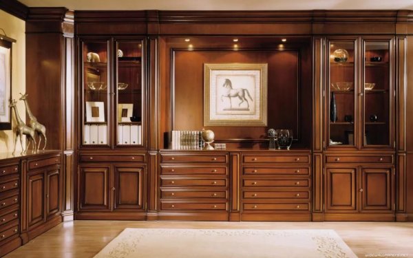 從整木定制辦公室欣賞定做護(hù)墻板、書柜之美